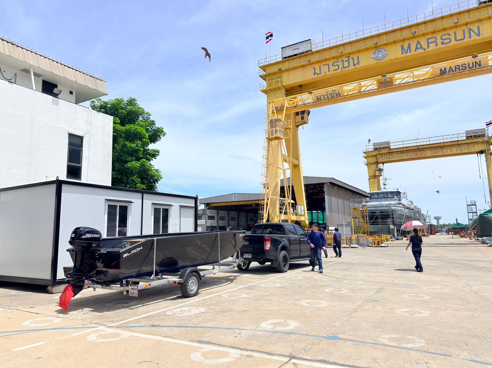 Black Workboat at Marsun yard